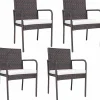 PATIOJOY Outdoor Patio Wicker Chairs Set of 4, with Heavy Duty Steel Frame and Soft Cushions (Brown)