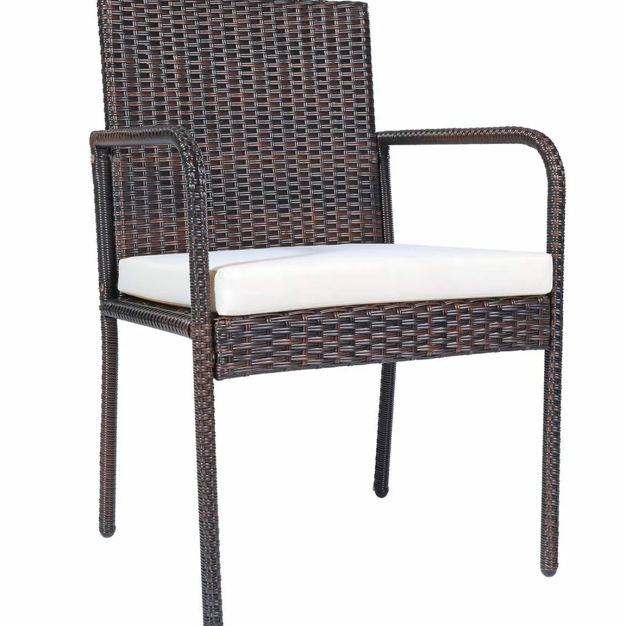 PATIOJOY Outdoor Patio Wicker Chairs Set of 4, with Heavy Duty Steel Frame and Soft Cushions (Brown)