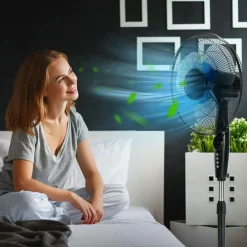 Pedestal Fan, 18 Inches Oscillating Standing Fan with Remote Control & 3 Speeds