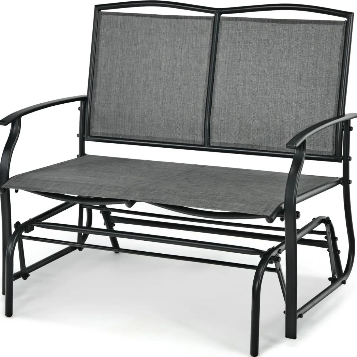 2-Person Patio Swing Glider Bench, Outdoor Rocker Glider Loveseat Chair