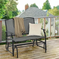 2-Person Patio Swing Glider Bench, Outdoor Rocker Glider Loveseat Chair