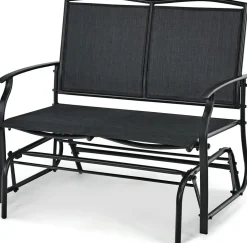 2-Person Patio Swing Glider Bench, Outdoor Rocker Glider Loveseat Chair