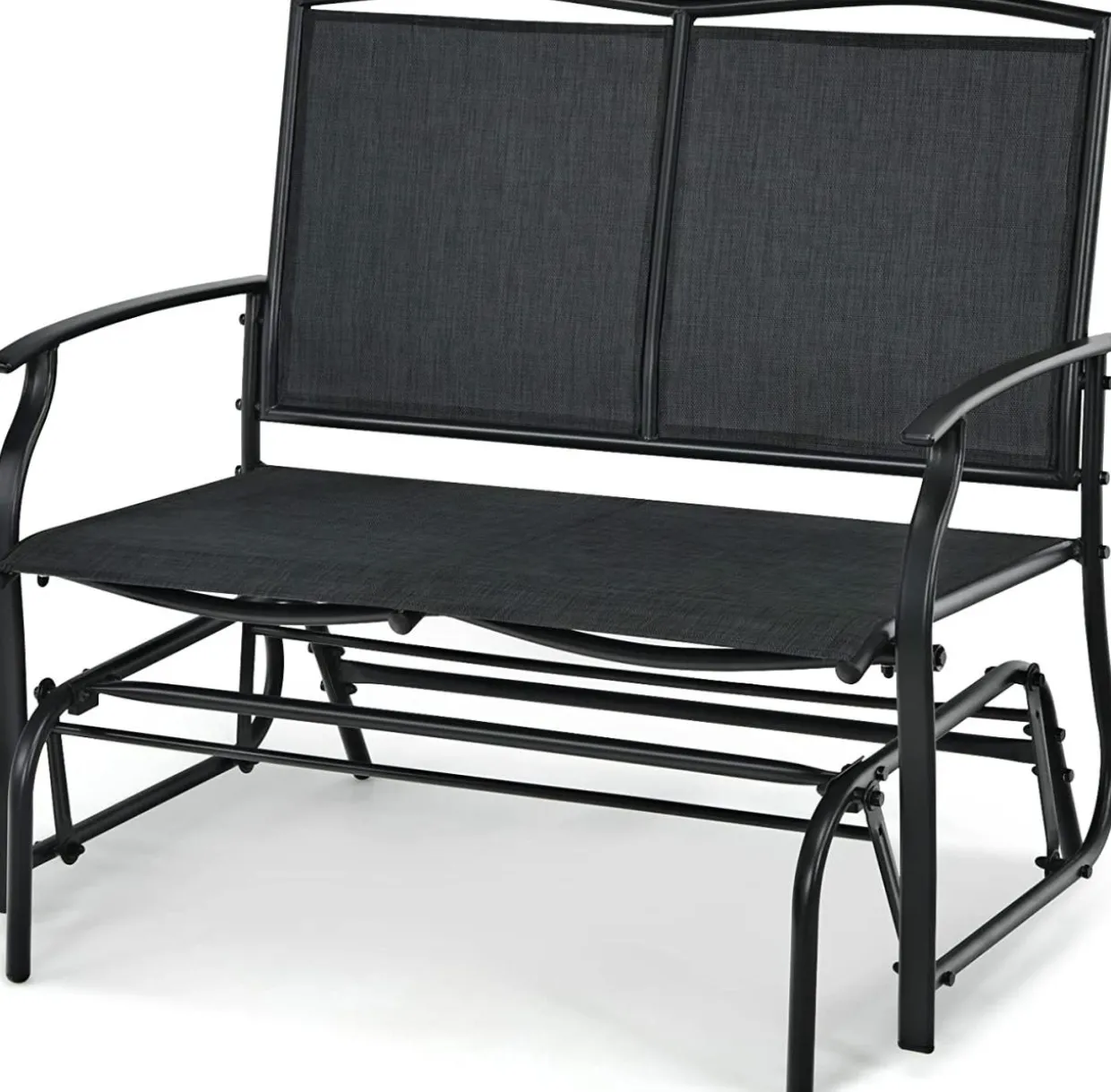 2-Person Patio Swing Glider Bench, Outdoor Rocker Glider Loveseat Chair