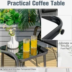 3 Piece Outdoor Bistro Set, Patio Stackable Chairs with Adjustable & Folding Backrest