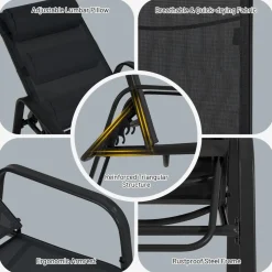 3 Piece Outdoor Bistro Set, Patio Stackable Chairs with Adjustable & Folding Backrest