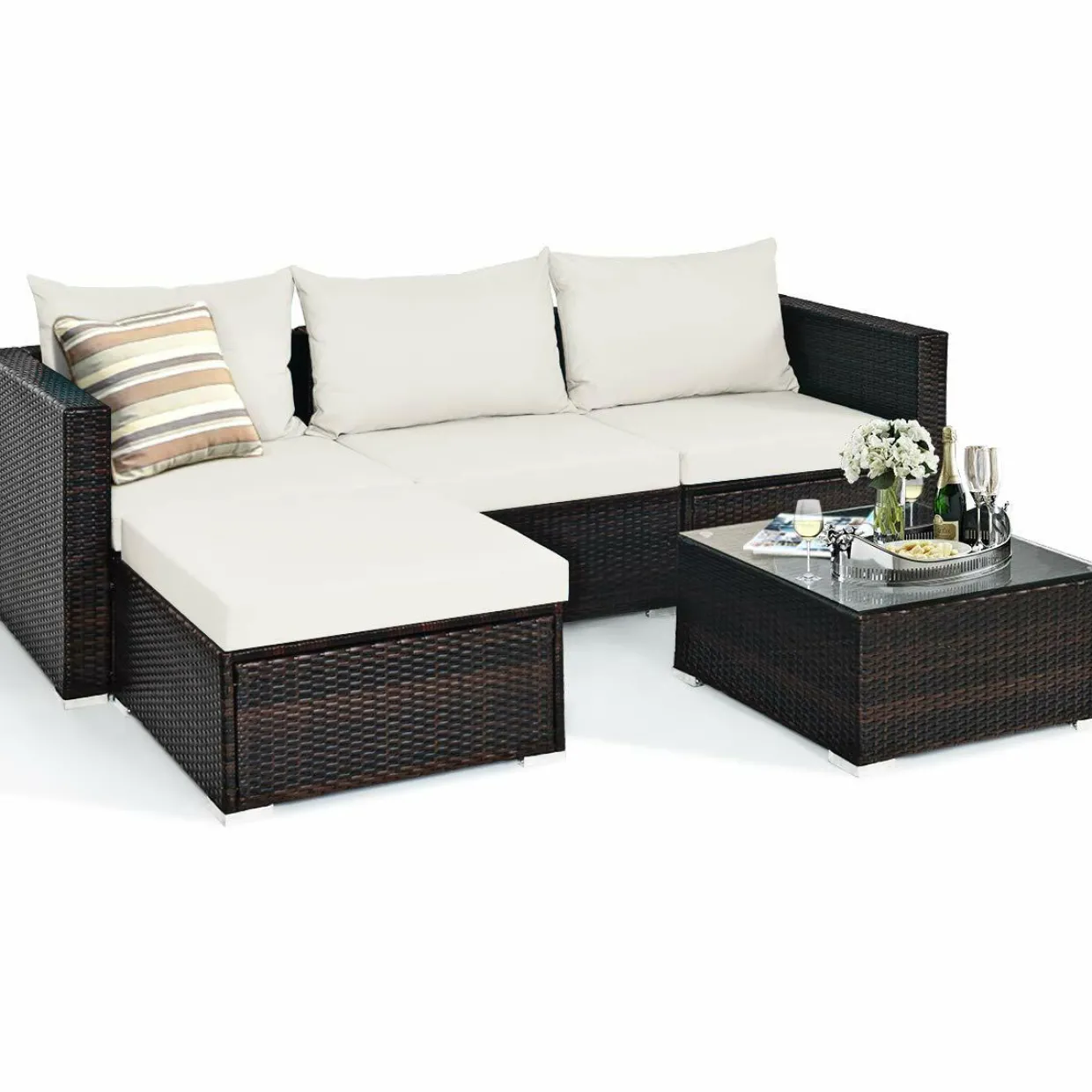 5 Piece Outdoor Patio Furniture Set, Sturdy Frame and Weight Capacity Up to 360 Pounds