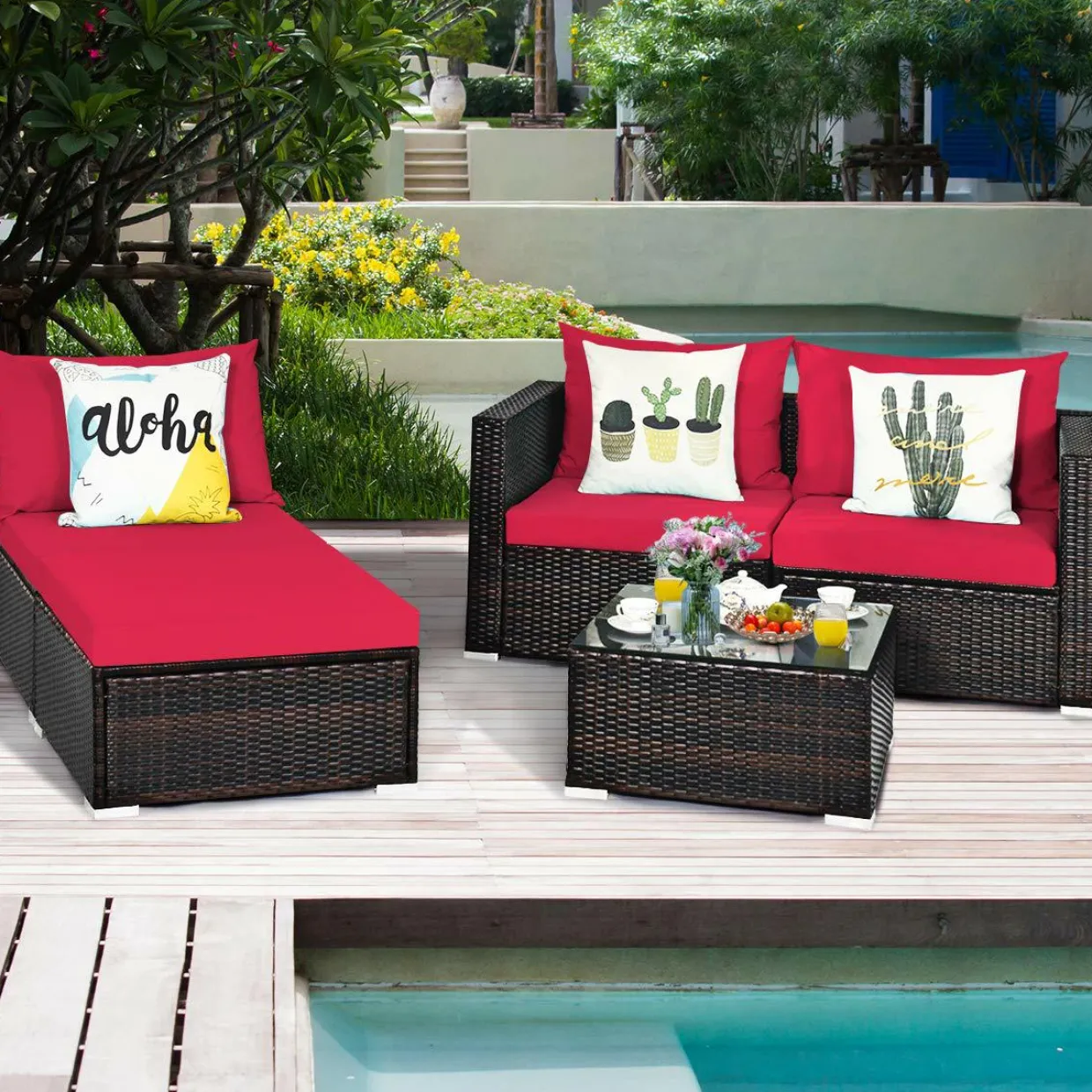 5 Piece Outdoor Patio Furniture Set, Sturdy Frame and Weight Capacity Up to 360 Pounds