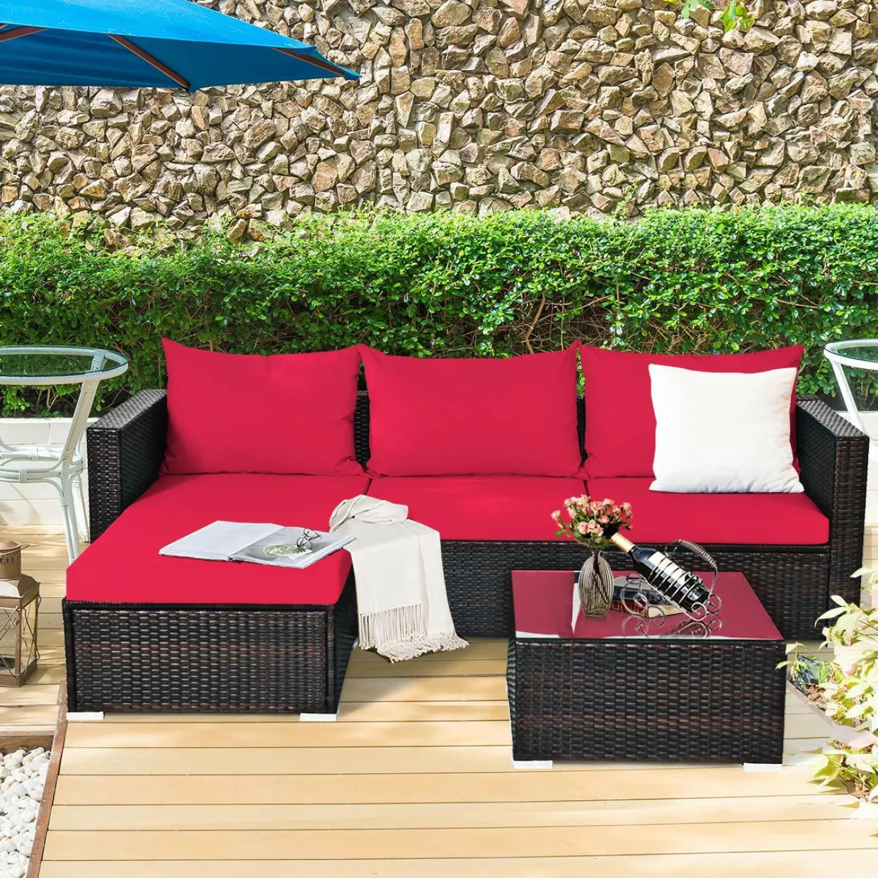 5 Piece Outdoor Patio Furniture Set, Sturdy Frame and Weight Capacity Up to 360 Pounds