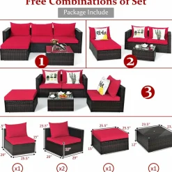 5 Piece Outdoor Patio Furniture Set, Sturdy Frame and Weight Capacity Up to 360 Pounds