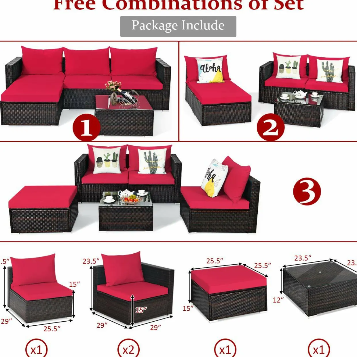 5 Piece Outdoor Patio Furniture Set, Sturdy Frame and Weight Capacity Up to 360 Pounds