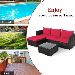 5 Piece Outdoor Patio Furniture Set, Sturdy Frame and Weight Capacity Up to 360 Pounds