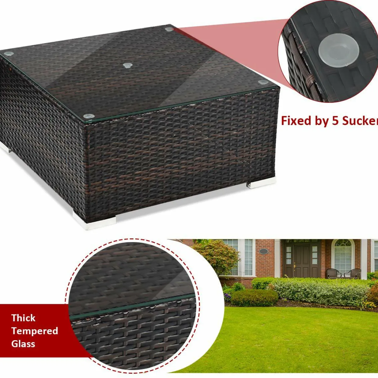 5 Piece Outdoor Patio Furniture Set, Sturdy Frame and Weight Capacity Up to 360 Pounds