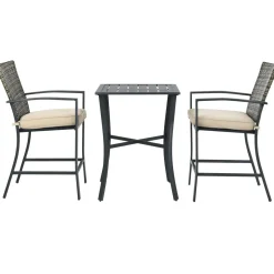 3 Piece Patio Bar Set, Outdoor Bar Stool Bistro Set w/ 27.5