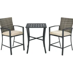 3 Piece Patio Bar Set, Outdoor Bar Stool Bistro Set w/ 27.5