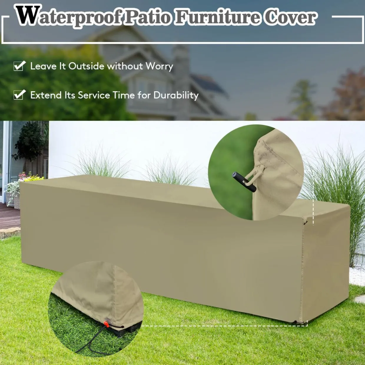 8-Piece Patio Furniture Set with Cover, 2 Ottomans, 2 Armless Sofas & Corner Sofas