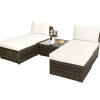 5 Piece Wicker Lounge Chair Set, with Tempered Glass Coffee Table