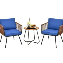 3 Pieces Patio Bistro Set, Outdoor Conversation Chair Set with Coffee Table