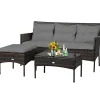 3 Pieces Patio Conversation Set, Outdoor PE Rattan Wicker Furniture Set