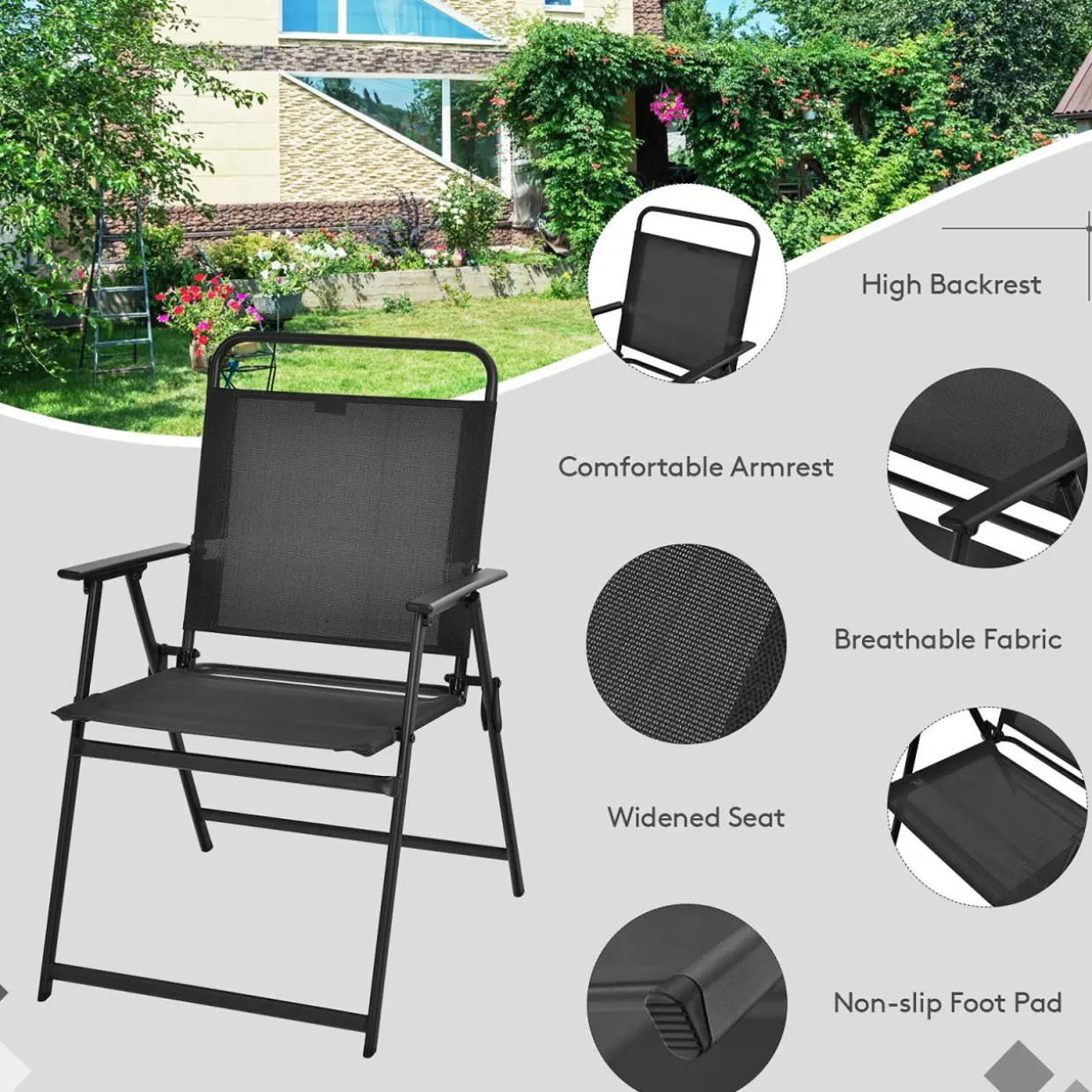 6 Pieces Patio Dining Set with Umbrella, Outdoor Table and Chair Set