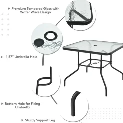 6 Pieces Patio Dining Set with Umbrella, Outdoor Table and Chair Set