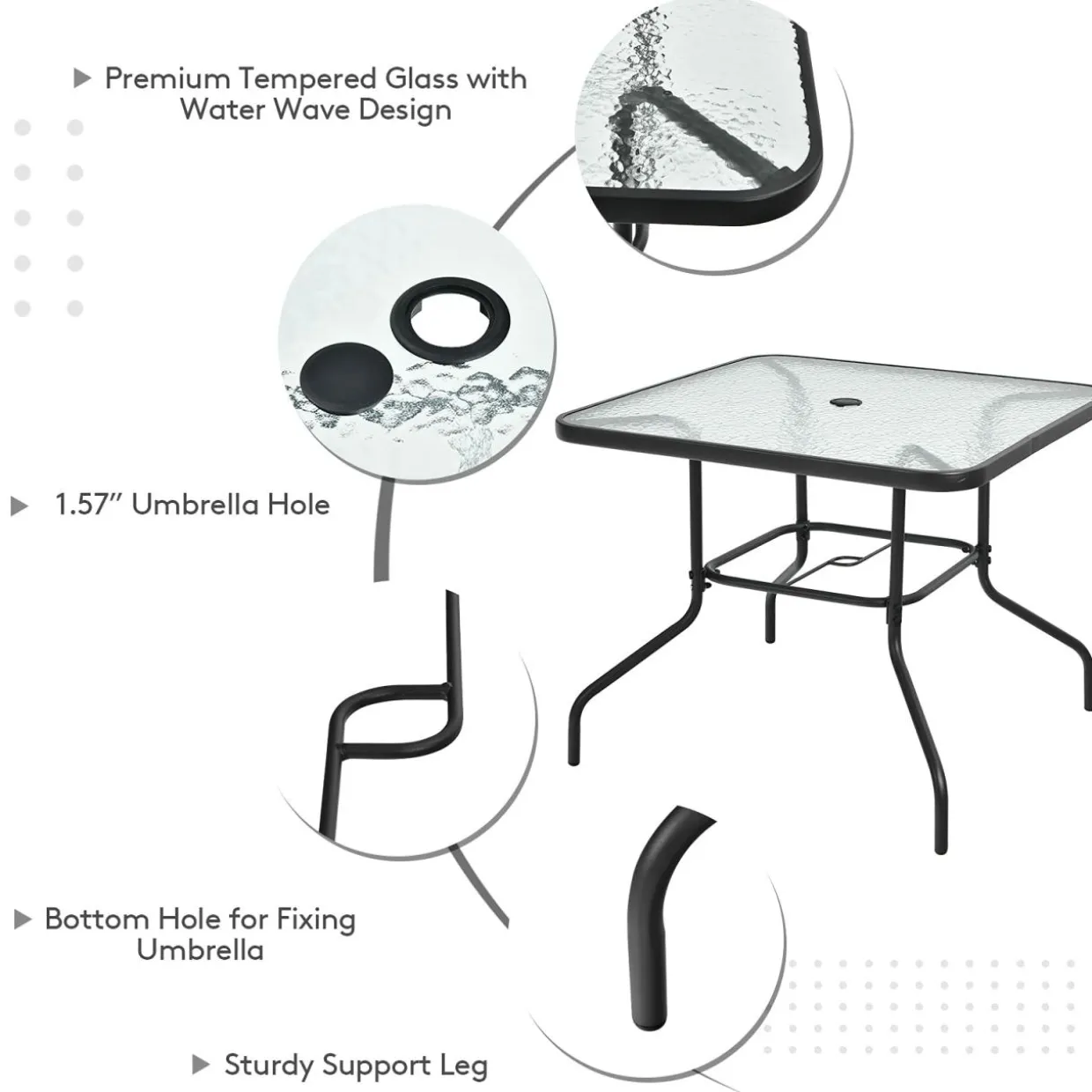 6 Pieces Patio Dining Set with Umbrella, Outdoor Table and Chair Set