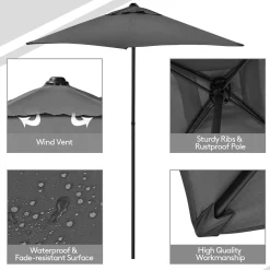 6 Pieces Patio Dining Set with Umbrella, Outdoor Table and Chair Set