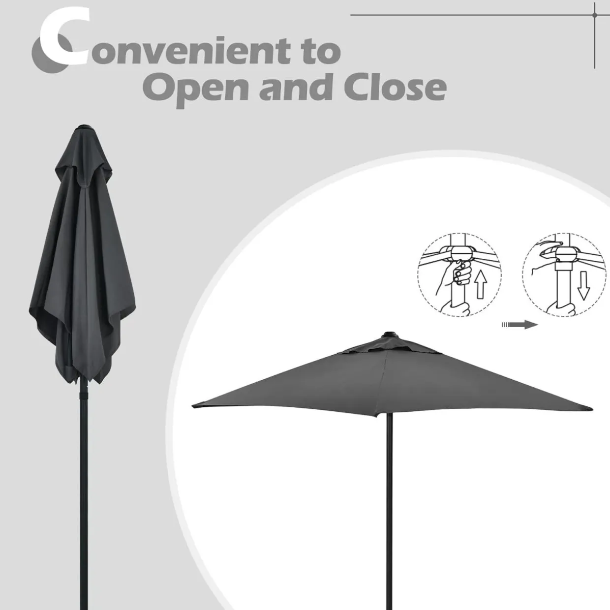6 Pieces Patio Dining Set with Umbrella, Outdoor Table and Chair Set