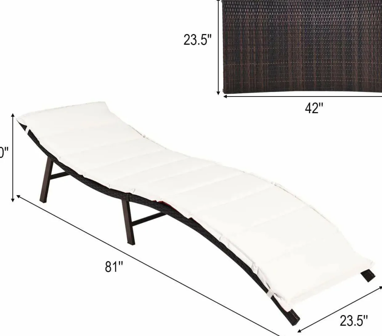 2 Pieces Patio Rattan Chaise Lounge, Outdoor Wicker Lounge Chair