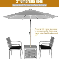 3 Pieces Wicker Bistro Set, Outdoor Conversation Set with 2 Comfortable Cushions