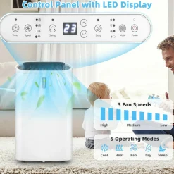 Portable Air Conditioner, 14000 BTU 4 in 1 AC Unit with Cool, Fan, Heat & Dehumidifier