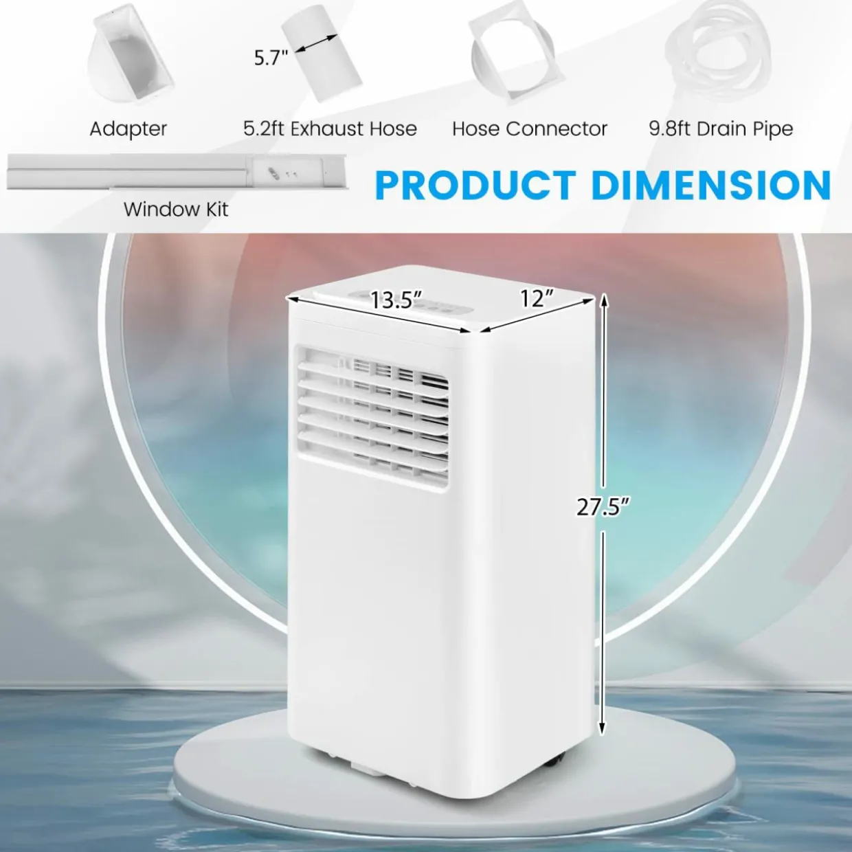 Portable Air Conditioner, 8000 BTU Standing Air Conditioner w/Cool/Dehumidifier/Fan/Sleep Modes