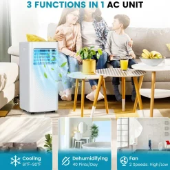 Portable Air Conditioner, 8000 BTU Powerful AC Unit with Remote Control and 4 Casters
