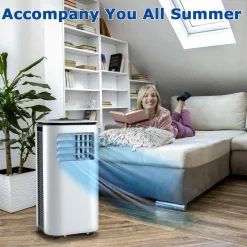 Portable Air Conditioner, 9000BTU 4-in-1 Multi-function Air Conditioner with 2 Wind Speeds, Remote Control, 24H Timer