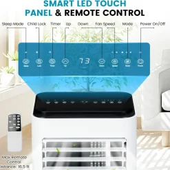 Portable Air Conditioner, 10000 BTU Powerful AC Unit with Remote Control and 4 Casters
