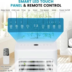 Portable Air Conditioner, 8000 BTU Powerful AC Unit with Remote Control and 4 Casters