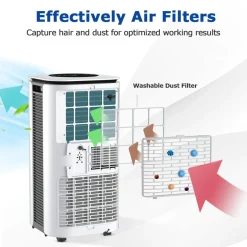 Portable Air Conditioner, 9000BTU 4-in-1 Multi-function Air Conditioner with 2 Wind Speeds, Remote Control, 24H Timer