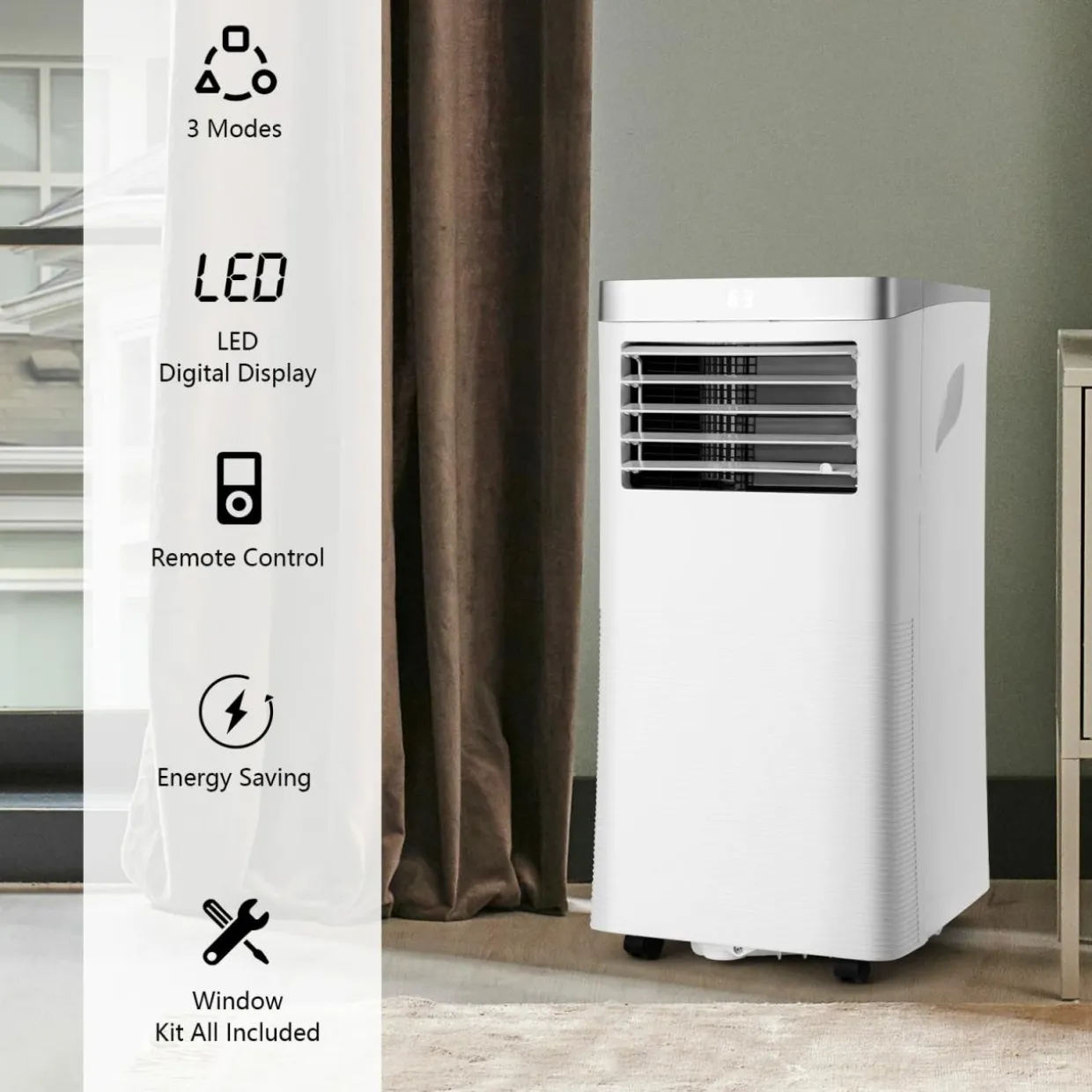 Portable Air Conditioner, 8000 BTU AC Cooling Unit with Remote Control