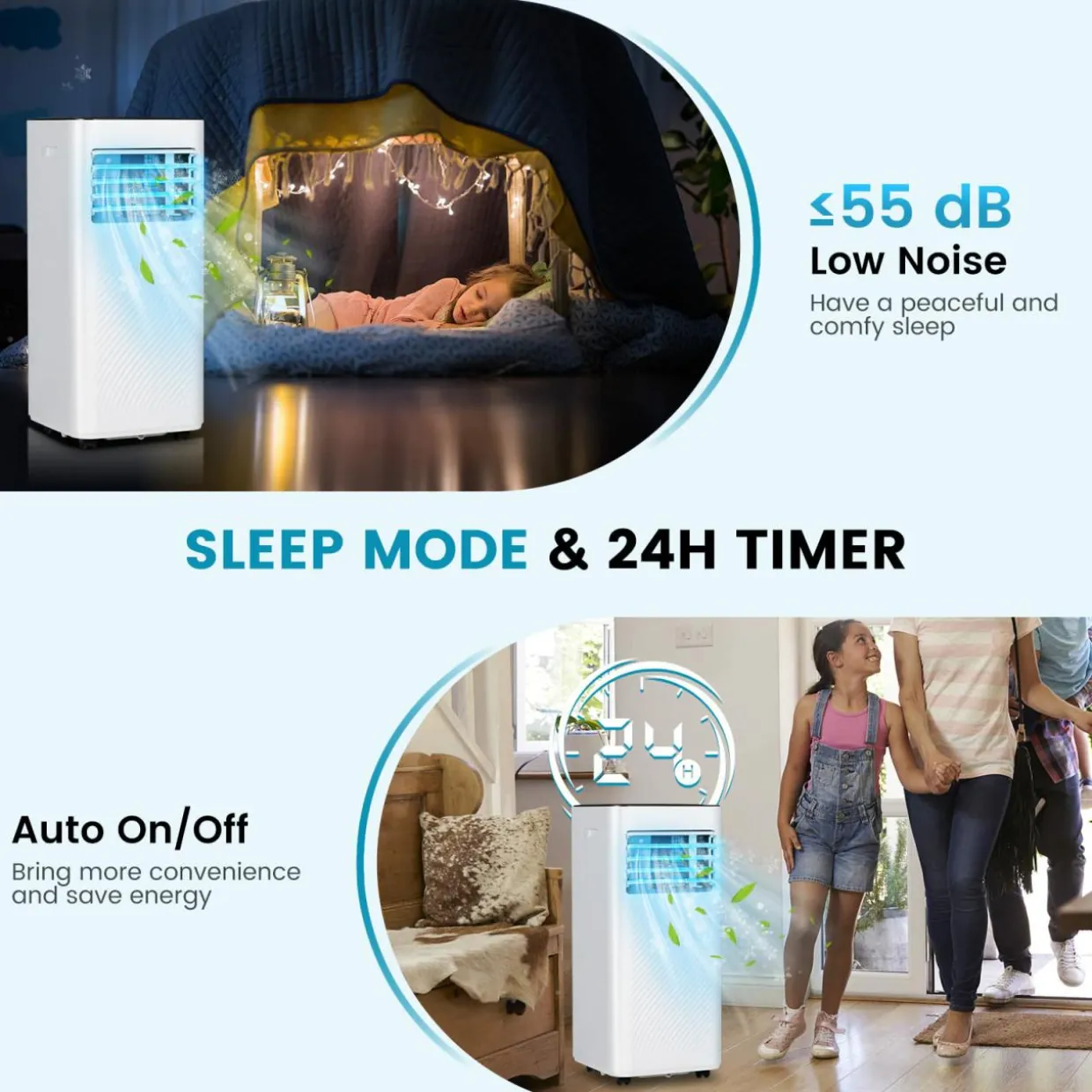 Portable Air Conditioner, 10000 BTU Powerful AC Unit with Remote Control and 4 Casters