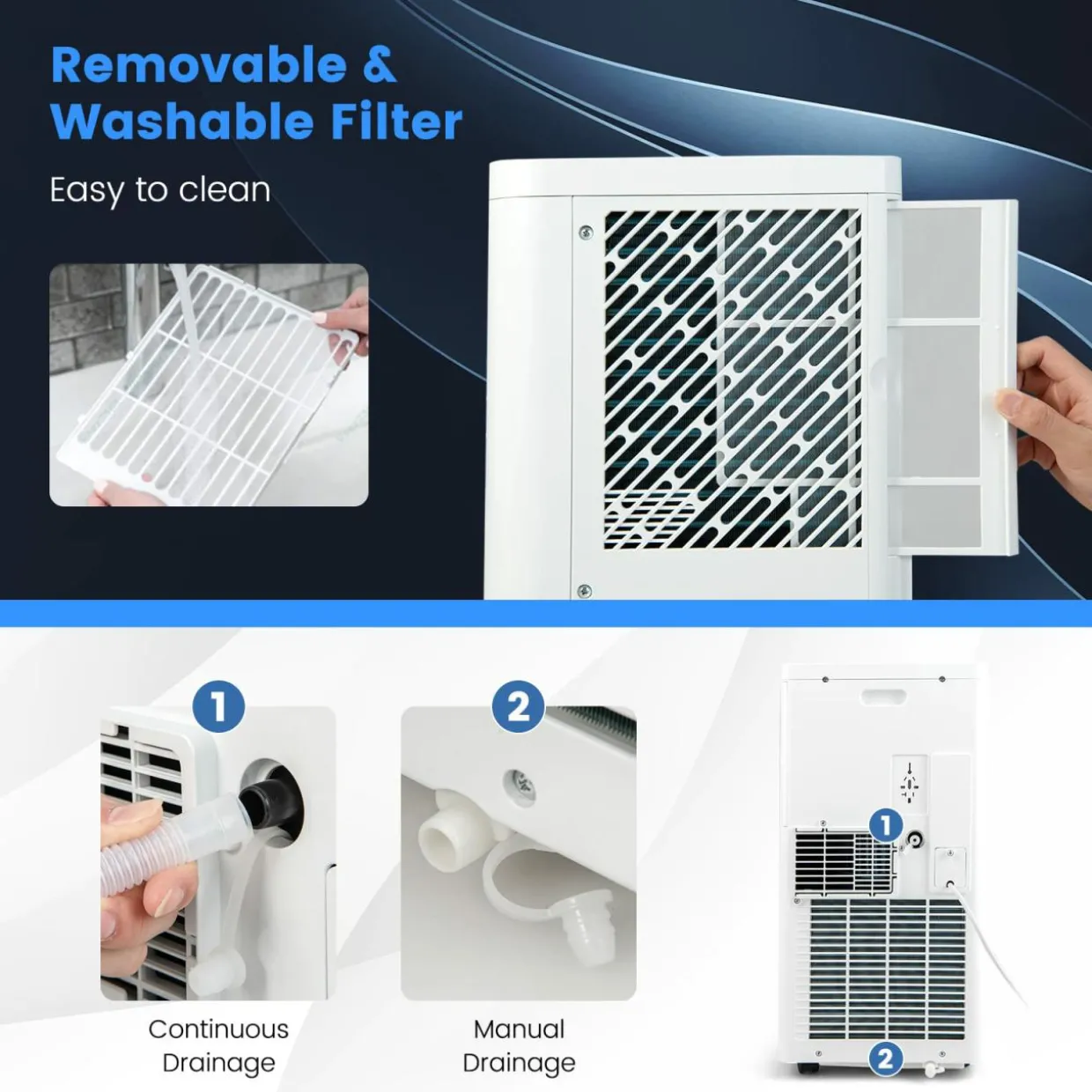 Portable Air Conditioner w/Remote Control, 8000 BTU AC Unit Fan & Dehumidifier