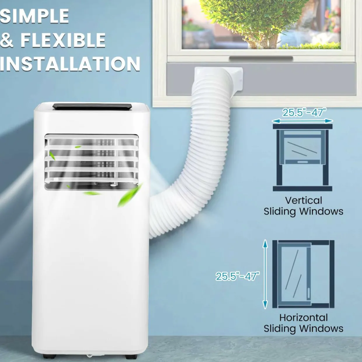 Portable Air Conditioner for Room up to 250 Sq. Ft, 8000 BTU 3-in-1 AC Unit for Bedroom w/Sleep Mode