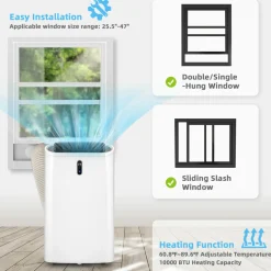 Portable Air Conditioner, 14000 BTU 4 in 1 AC Unit with Cool, Fan, Heat & Dehumidifier