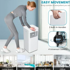 Portable Air Conditioner, 8000 BTU Powerful AC Unit with Remote Control and 4 Casters