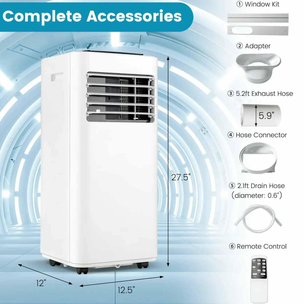 Portable Air Conditioner for Room up to 250 Sq. Ft, 8000 BTU 3-in-1 AC Unit for Bedroom w/Sleep Mode