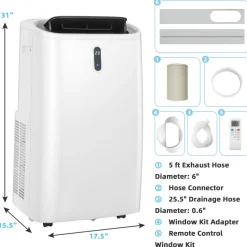 Portable Air Conditioner, 14000 BTU 4 in 1 AC Unit with Cool, Fan, Heat & Dehumidifier