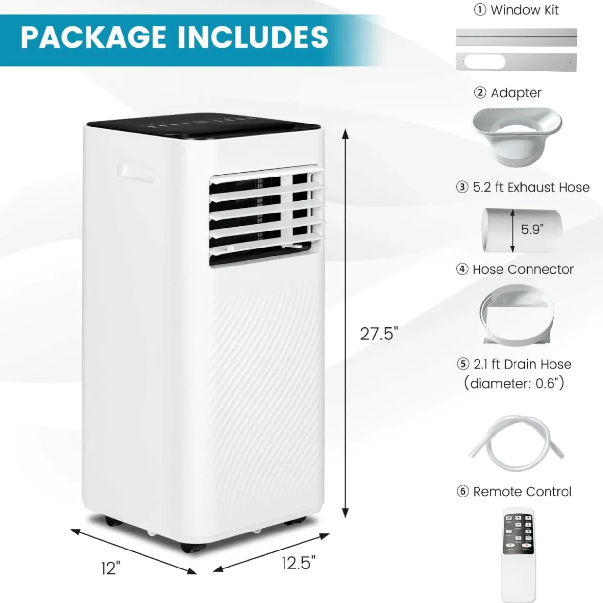 Portable Air Conditioner, 10000 BTU Powerful AC Unit with Remote Control and 4 Casters