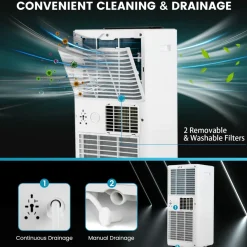 Portable Air Conditioner for Room up to 250 Sq. Ft, 8000 BTU 3-in-1 AC Unit for Bedroom w/Sleep Mode