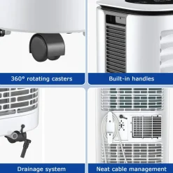 Portable Air Conditioner, 9000BTU 4-in-1 Multi-function Air Conditioner with 2 Wind Speeds, Remote Control, 24H Timer