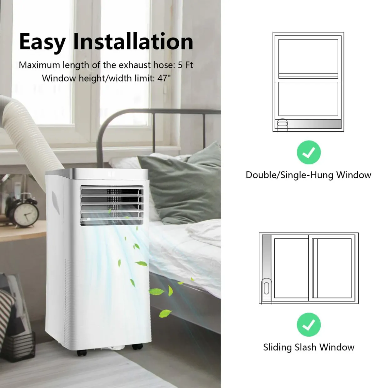 Portable Air Conditioner, 10000 BTU AC Cooling Unit with Remote Control,
