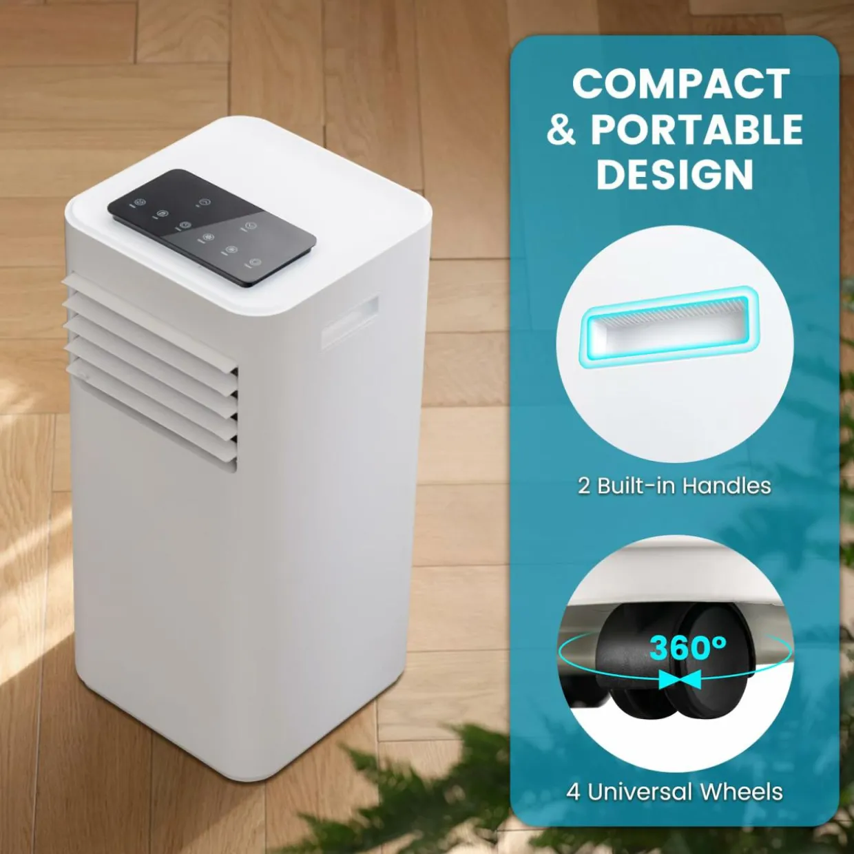 Portable Air Conditioner for Room up to 250 Sq. Ft, 8000 BTU 3-in-1 AC Unit for Bedroom w/Sleep Mode