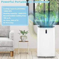 Portable Air Conditioner, 14000 BTU 4 in 1 AC Unit with Cool, Fan, Heat & Dehumidifier